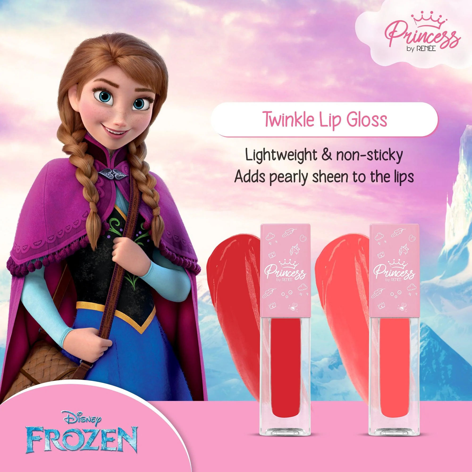 Twinkle Lip Gloss- Disney Frozen Princess By RENEE Pack Of 2, 1.8ml each - Image 12