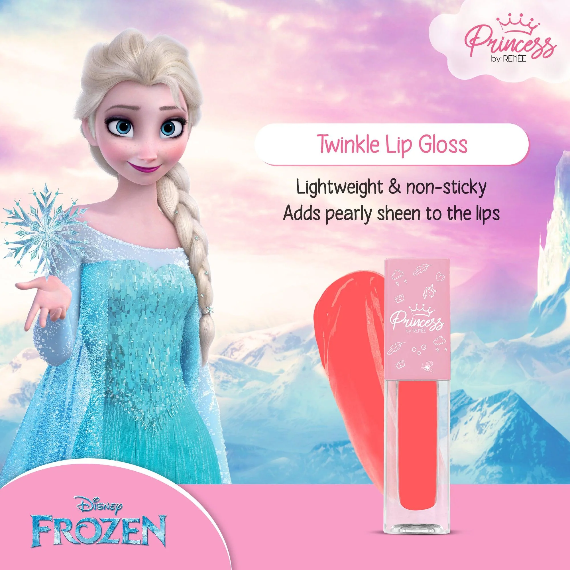 Twinkle Lip Gloss- Disney Frozen Princess By RENEE Pack Of 2, 1.8ml each - Image 8