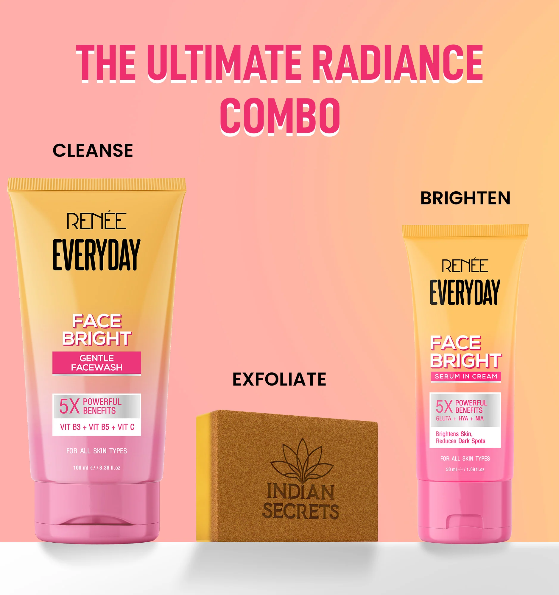 Go Bright 3-in-1 Skincare Set – Facewash, Scrub Soap & Face Cream for Glowing, Even-Toned & Tan-Free Skin - Image 8