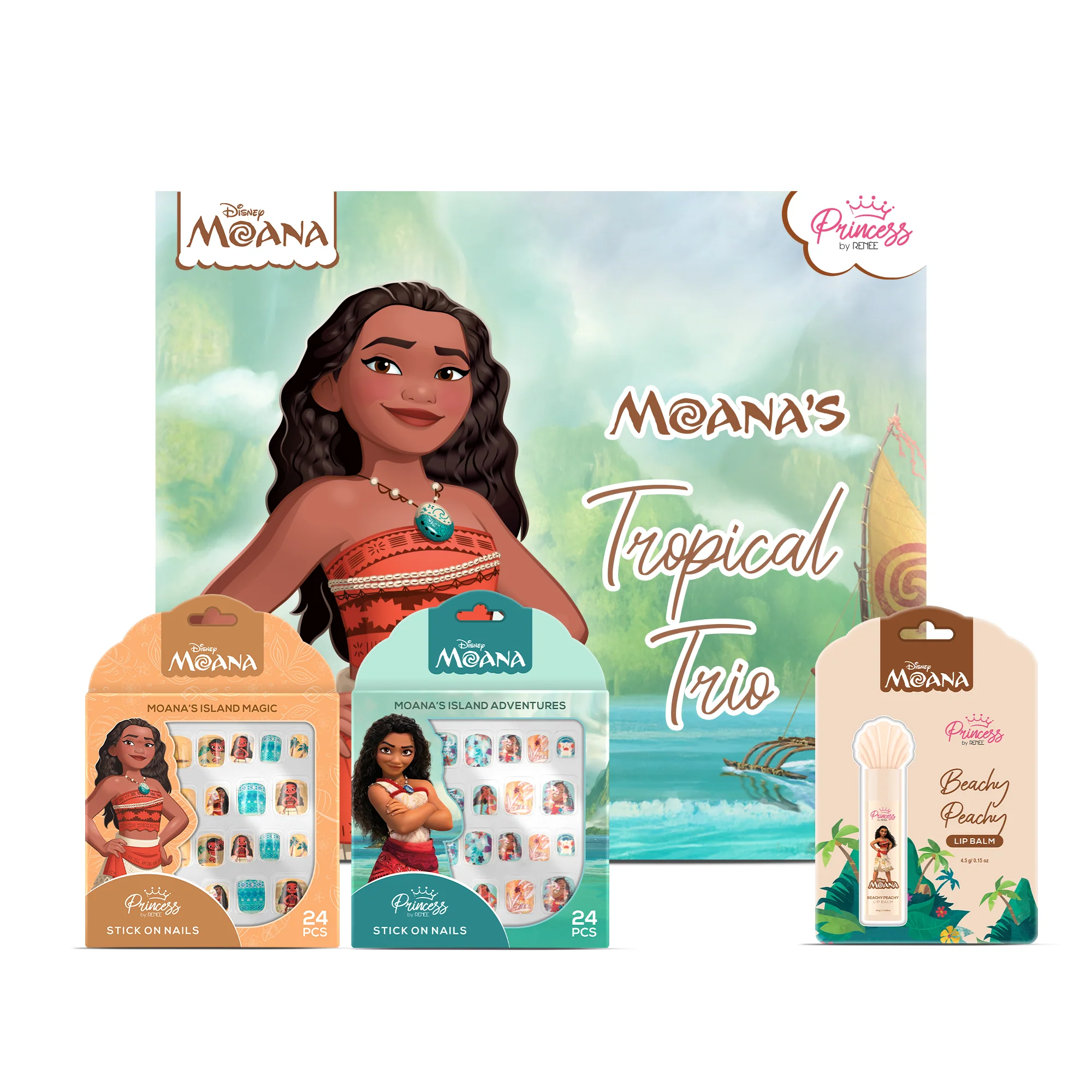 Disney Moana’s Tropical Trio Nail & Lip Beauty Set For Preteens by Princess by RENEE - Image 2