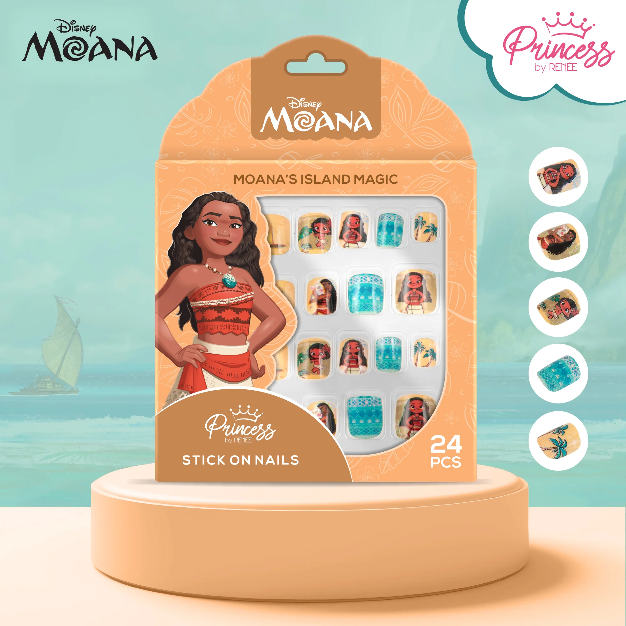 Disney Moana’s Tropical Trio Nail & Lip Beauty Set For Preteens by Princess by RENEE - Image 3