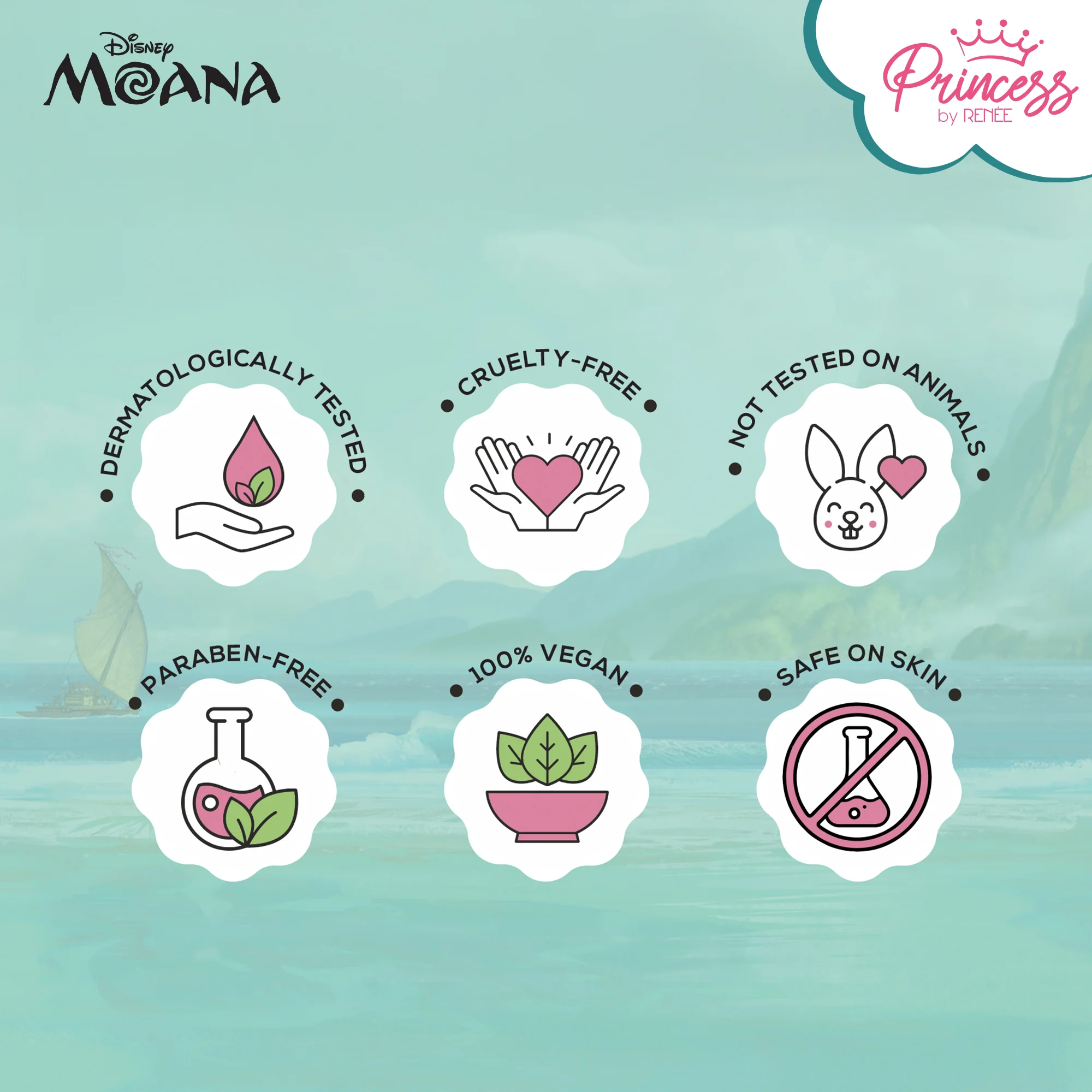 Disney Moana’s Tropical Trio Nail & Lip Beauty Set For Preteens by Princess by RENEE - Image 8