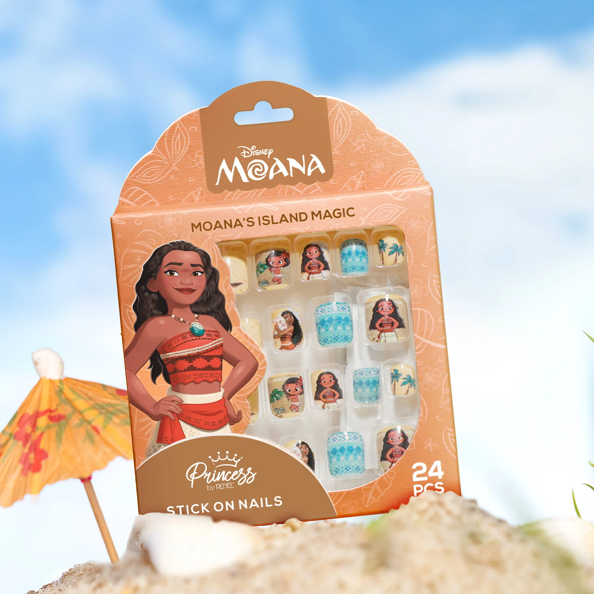 Moana’s Stick On Nails For Preteens - Disney Princess by RENEE, Pack of 24 - Image 7