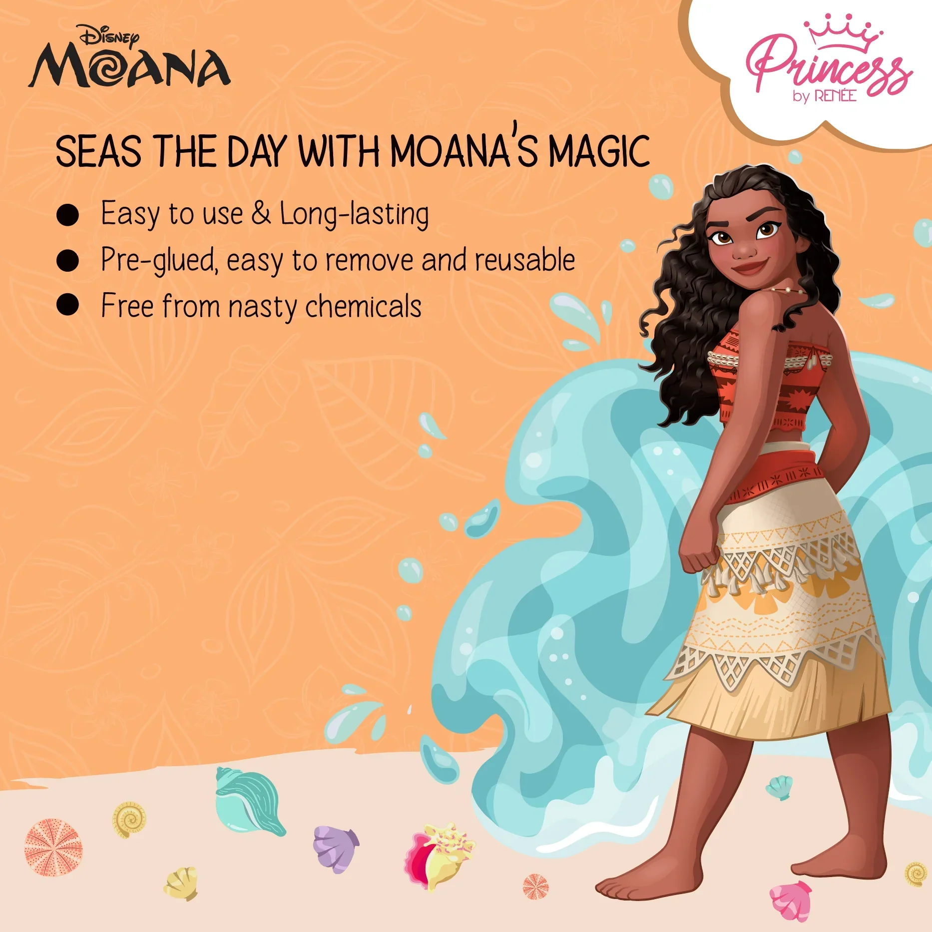 Moana’s Stick On Nails For Preteens - Disney Princess by RENEE, Pack of 24 - Image 8