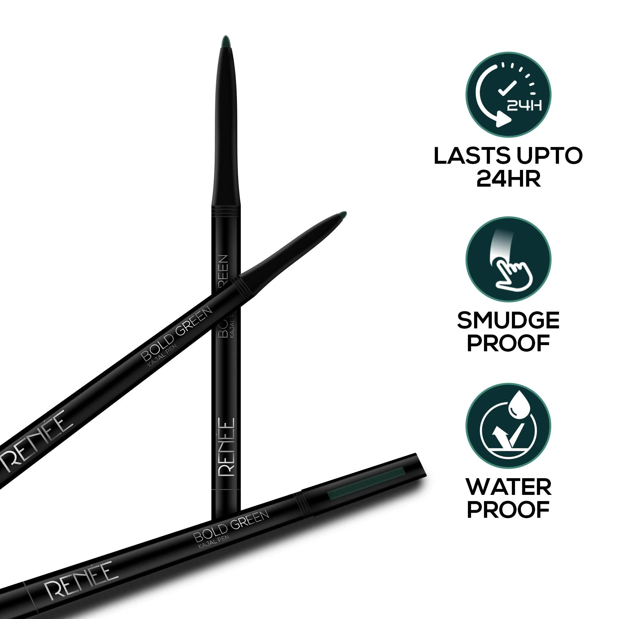 RENEE Bold Green Kajal Pen with Sharpener, 0.35g - Image 5