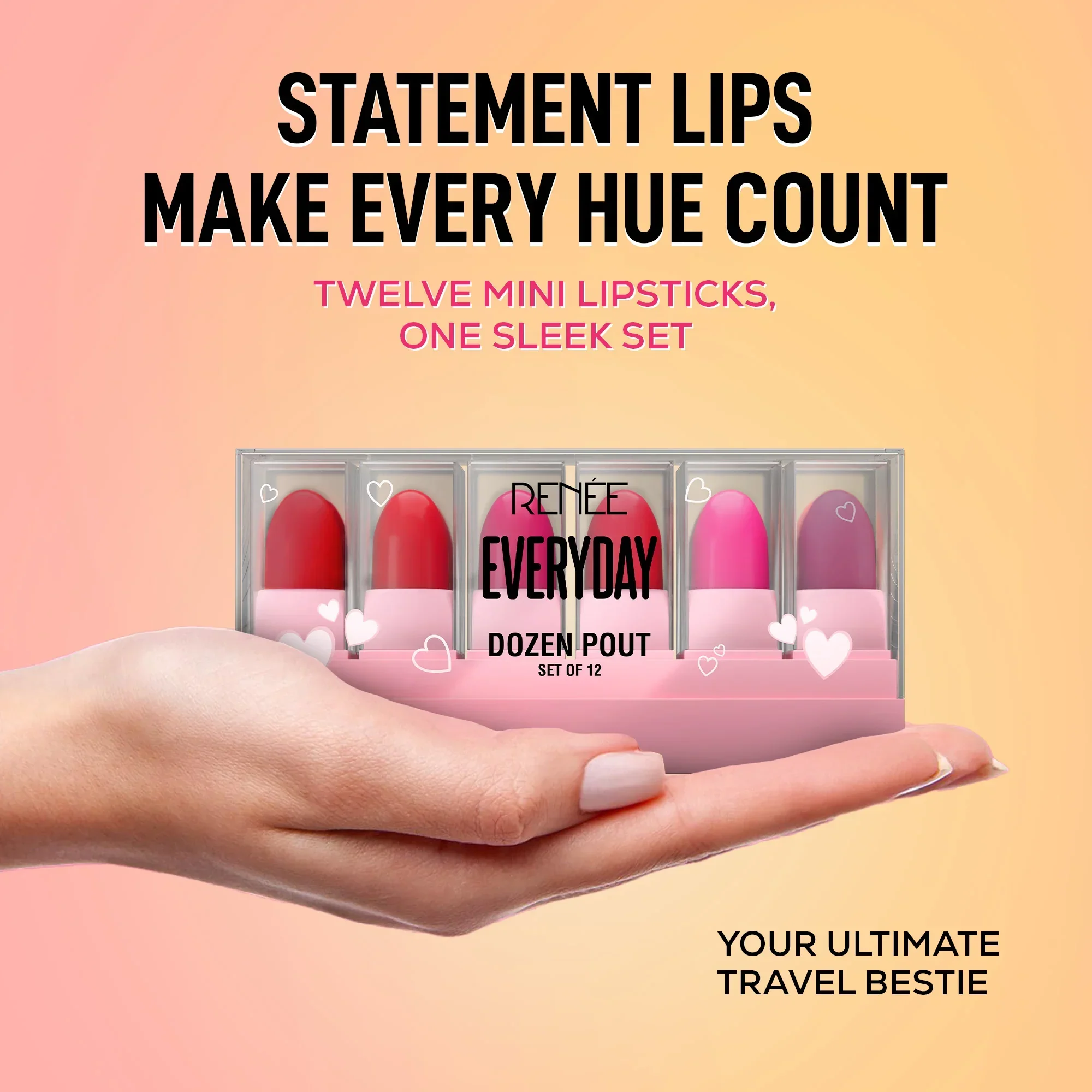 RENEE Everyday Dozen Pout Mini Matte, Long-Lasting Lipsticks- Set of 12 - Image 4