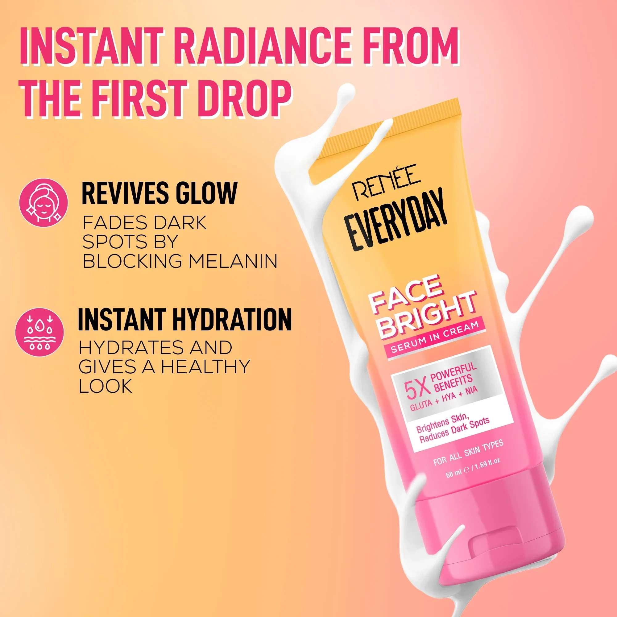 RENEE Everyday Face Bright Gentle Facewash + Serum in Cream Combo of 2 - Image 14