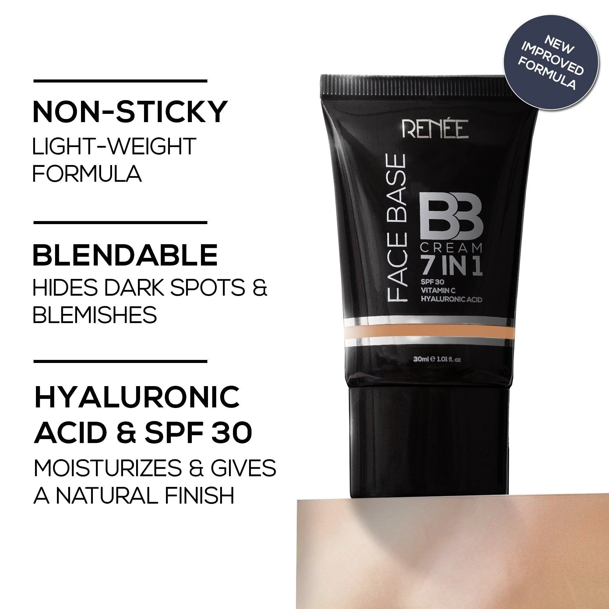 RENEE Face Base 7 in 1 BB Cream with SPF 30, Hyaluronic Acid & Vitamin C, 30 ml - Image 30