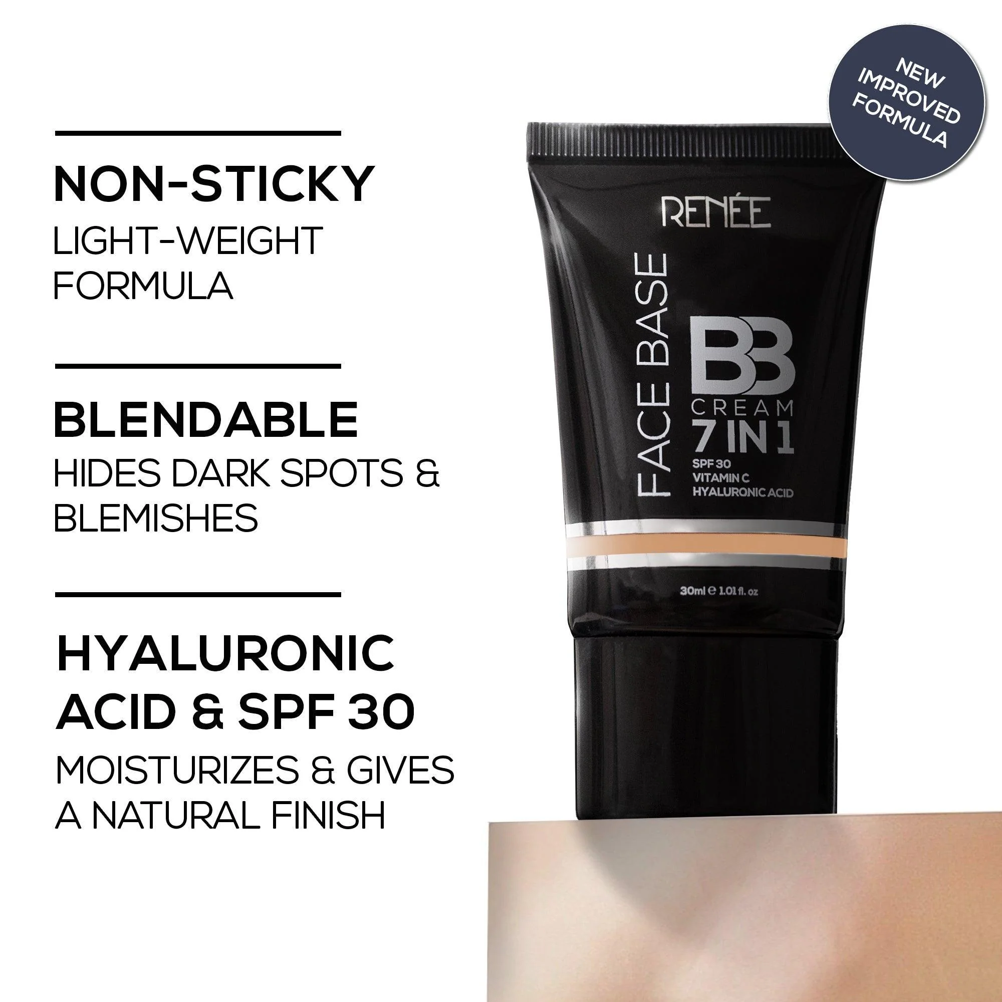 RENEE Face Base 7 in 1 BB Cream with SPF 30, Hyaluronic Acid & Vitamin C, 30 ml - Image 48