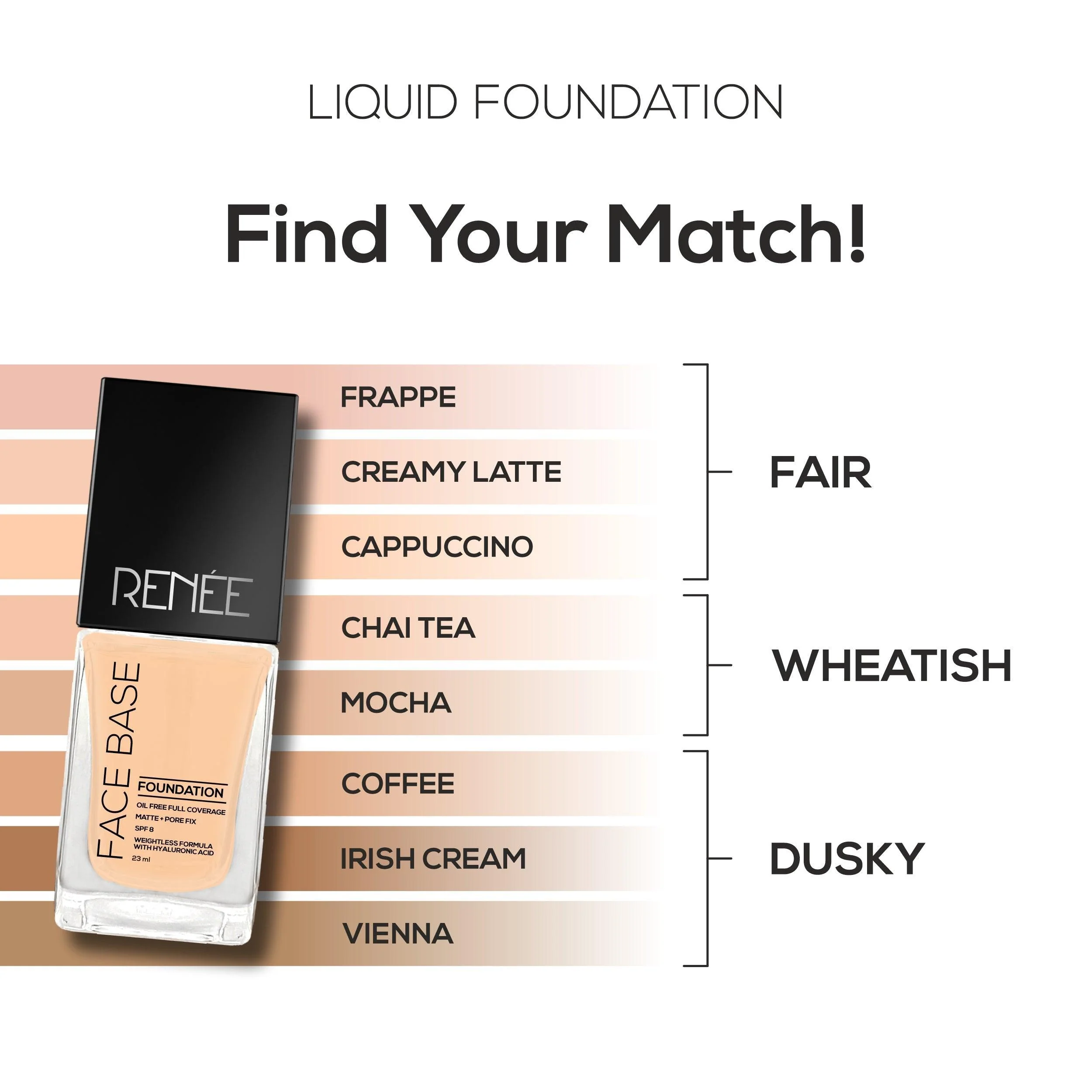 RENEE Face Base Liquid Foundation, 23 ml - Image 30