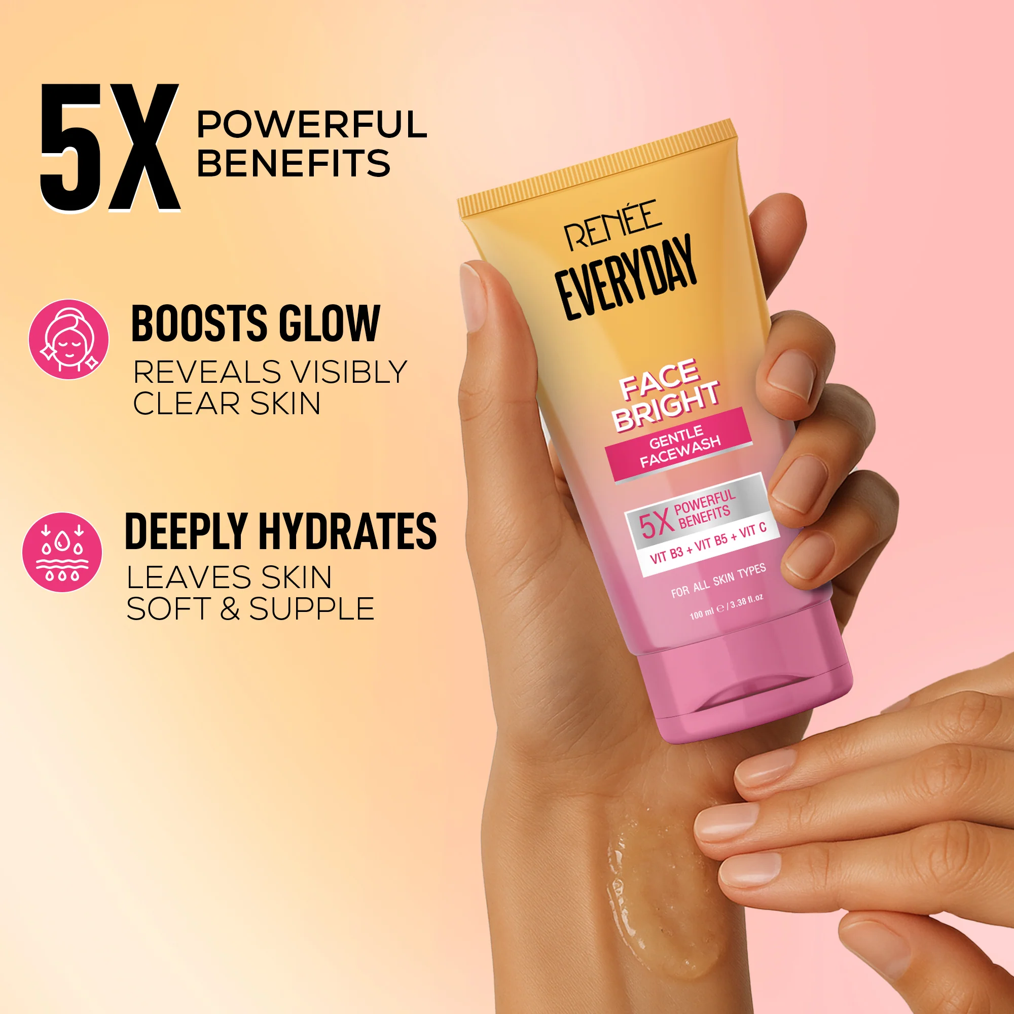 RENEE Everyday Face Bright Gentle Facewash + Serum in Cream Combo of 2 - Image 7