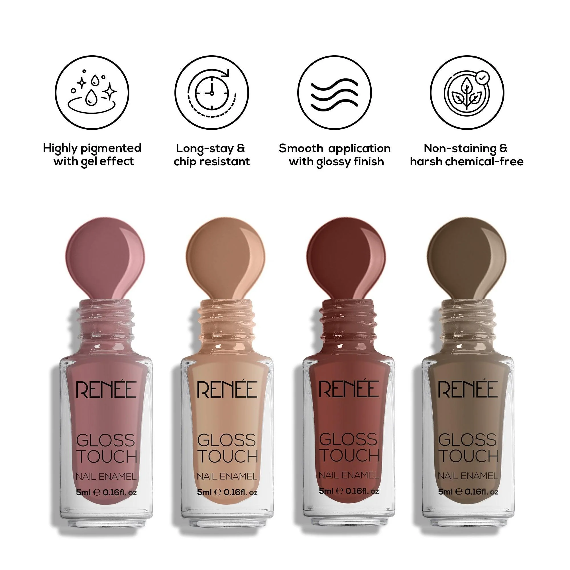 RENEE Gloss Touch Set of 4 Nail Enamels, 5 ml each - Image 12