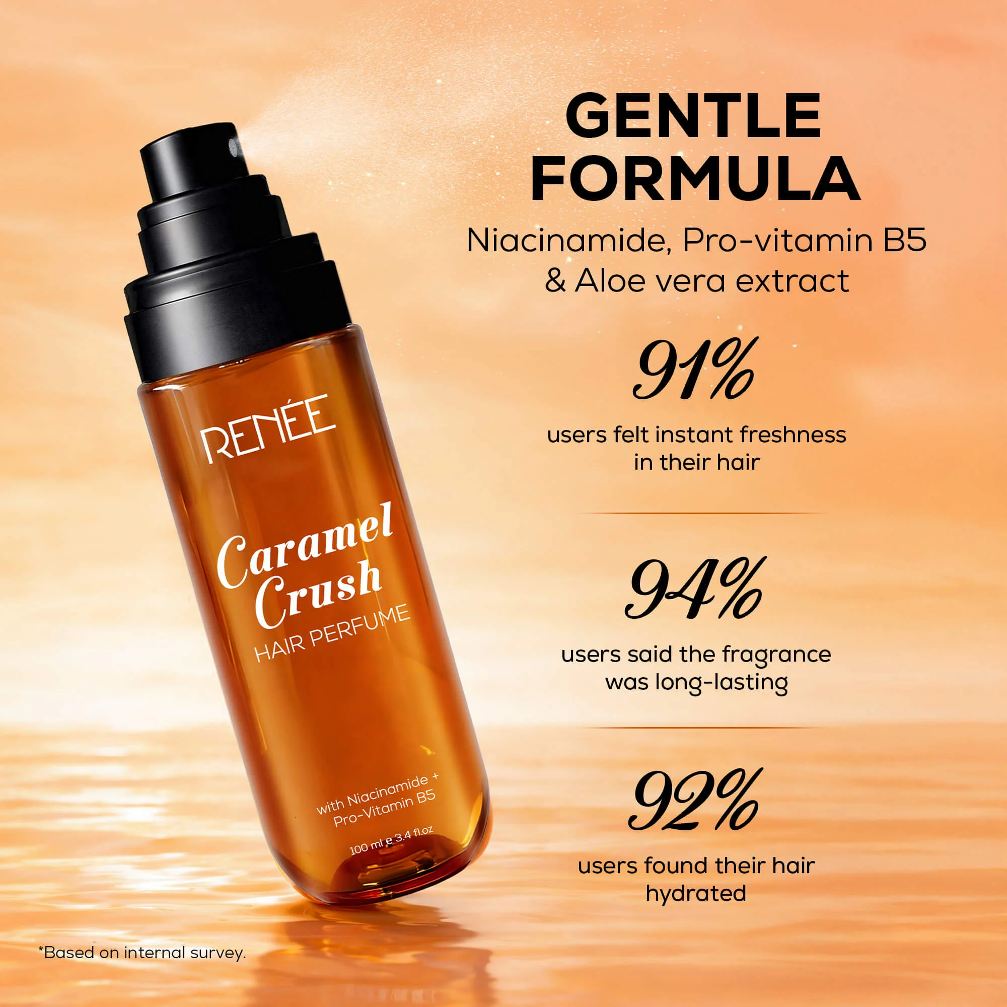 RENEE Hair Perfume Caramel Crush, With Niacinamide & Provitamin B5, 100ml - Image 4