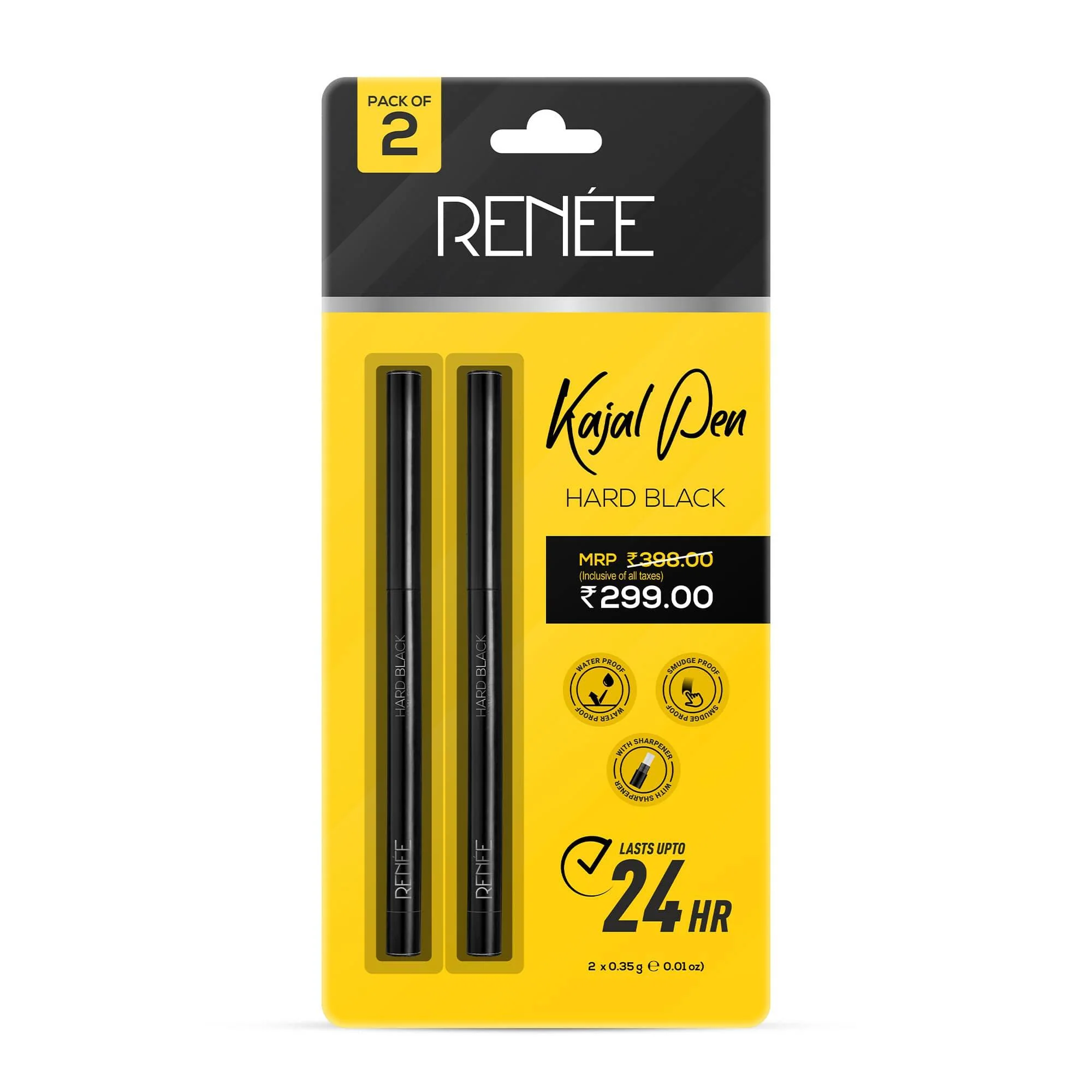 RENEE Hard Black Kajal Pen with Sharpener, 0.35 g - Image 7
