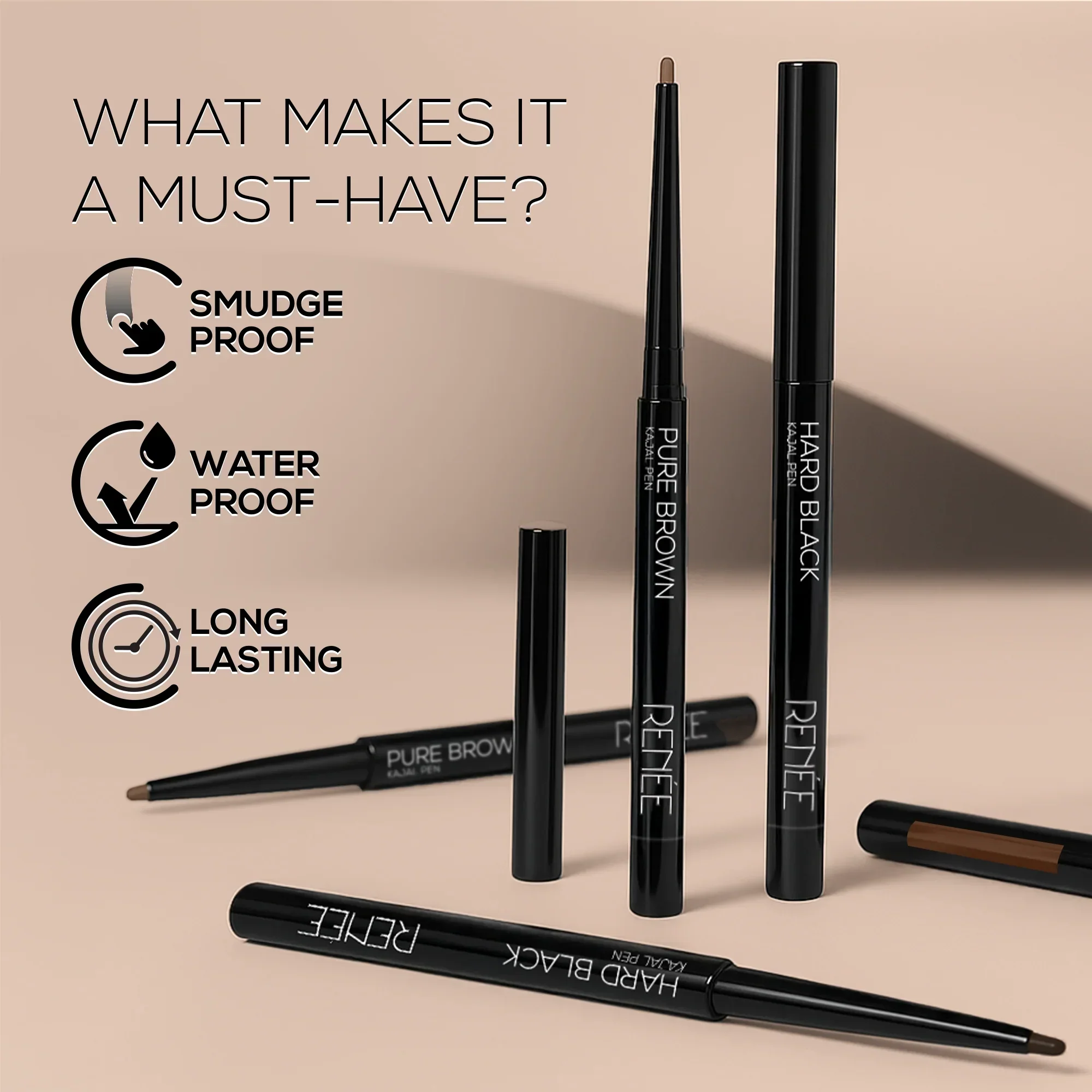 RENEE Hard Black & Pure Brown Kajal combo - Image 3