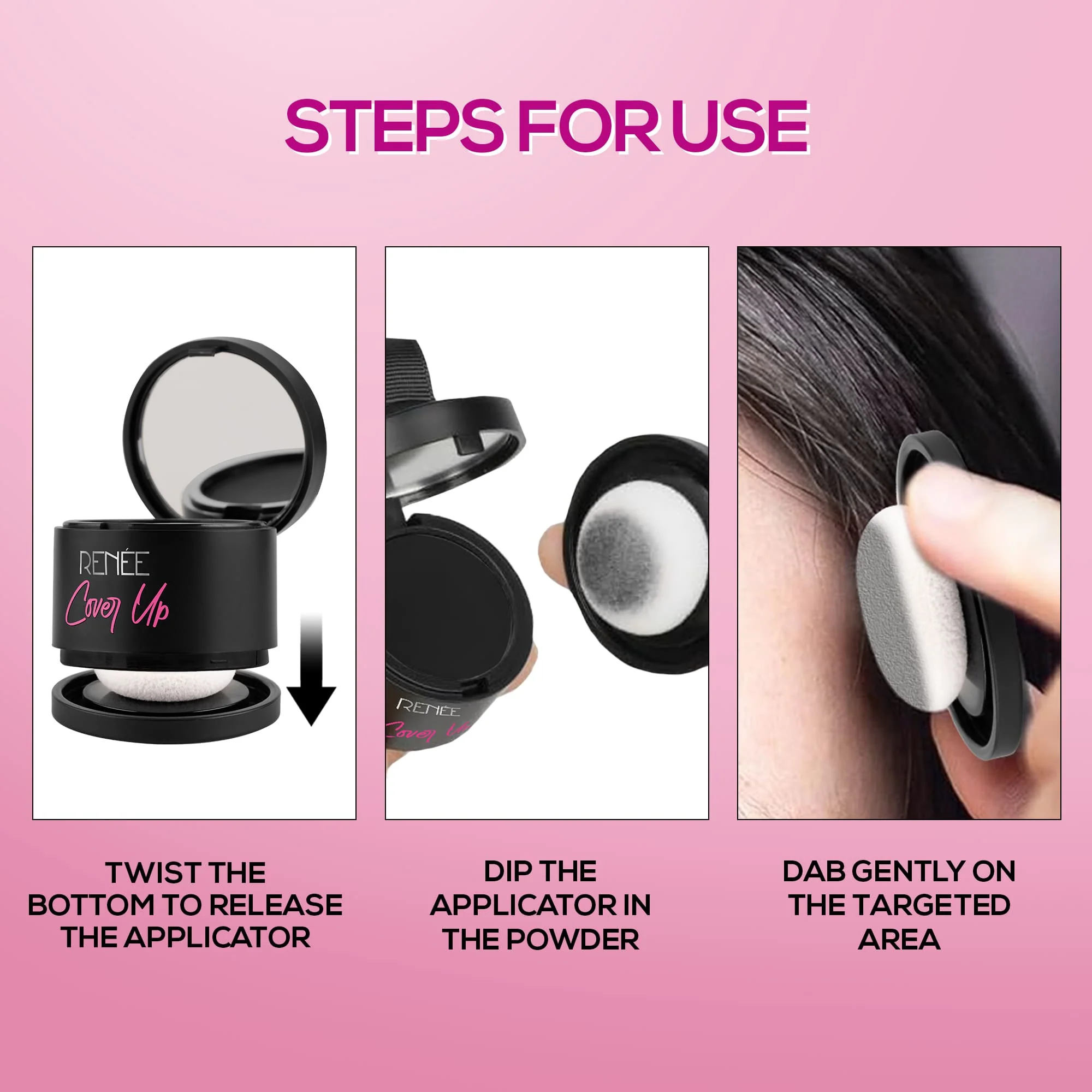 RENEE Cover Up Hair Powder- For Instant Grey Hair Coverage & Root Touch-Up, 4g - Image 4