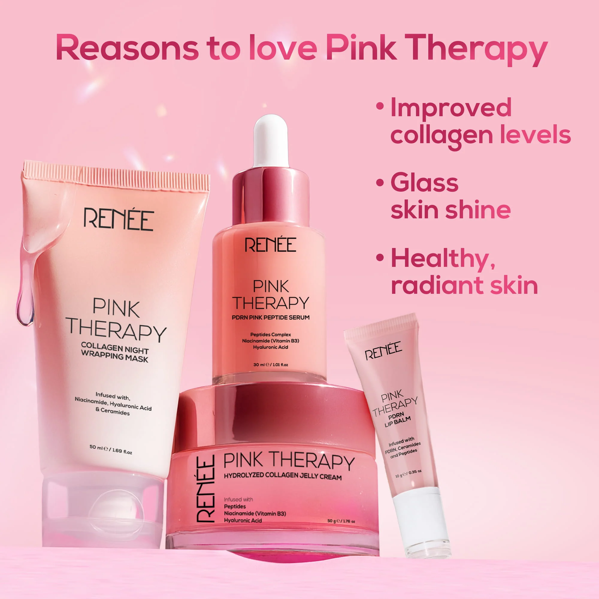 RENEE Pink Therapy Anti-Aging Skincare Combo With Lip Balm - Image 4