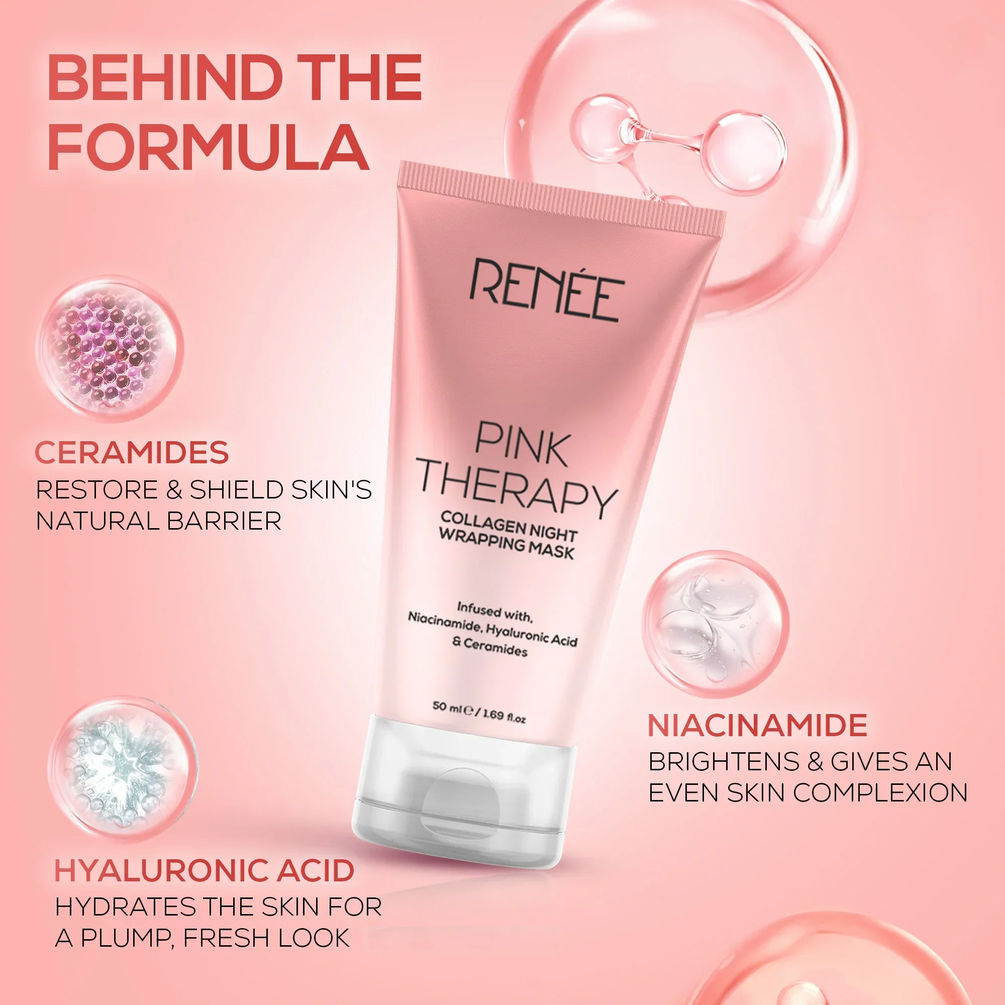 RENEE Pink Therapy Collagen Night Wrapping Anti-Aging Face Mask - Image 4