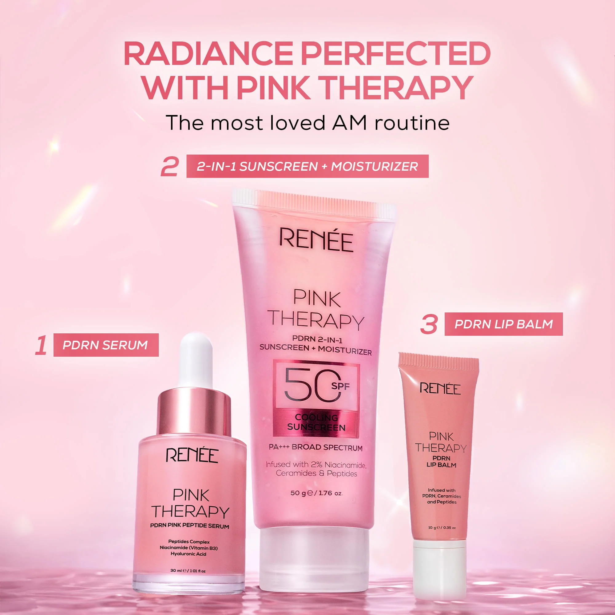 RENEE Pink Therapy PDRN 2-In-1 Sunscreen + Moisturizer | In-Vivo Tested SPF 50 PA+++ With 2% Niacinamide, Ceramides & Peptides, 50g - Image 10