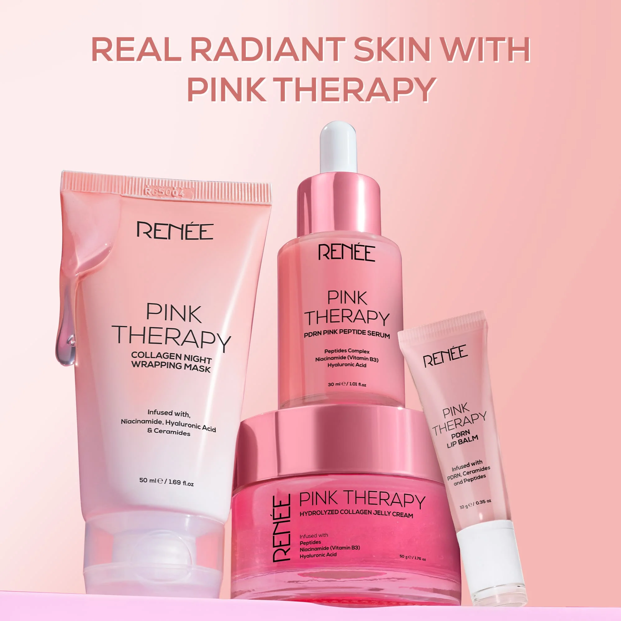 RENEE Pink Therapy PDRN Overnight Lip Repairing & Moisturising Lip Balm For Dry & Chapped Lips, 10g - Image 8