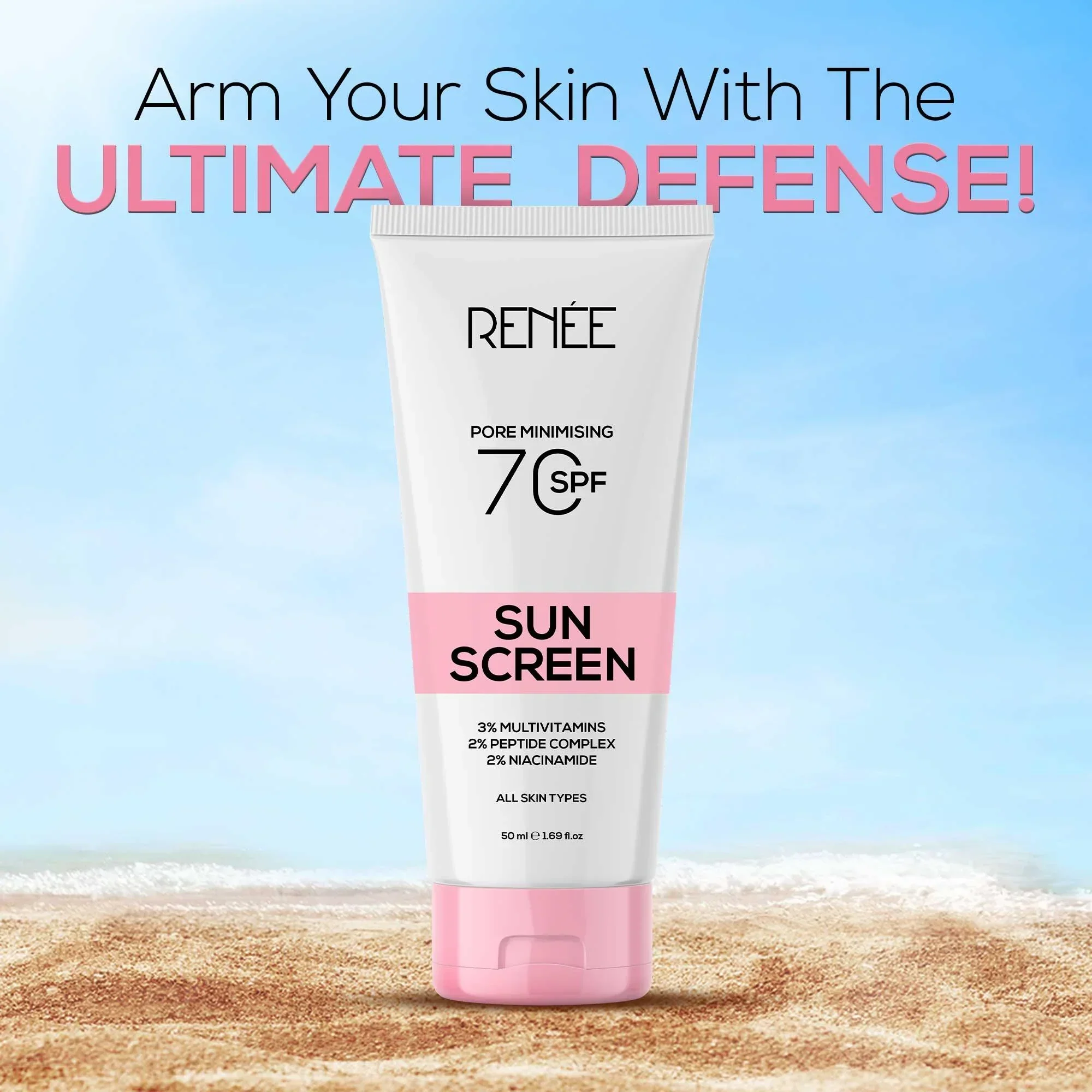 RENEE Pore Minimizing Sunscreen SPF 70 With 2% Niacinamide, 2% Peptide Complex & 3% Multivitamins, 50Ml - Image 7