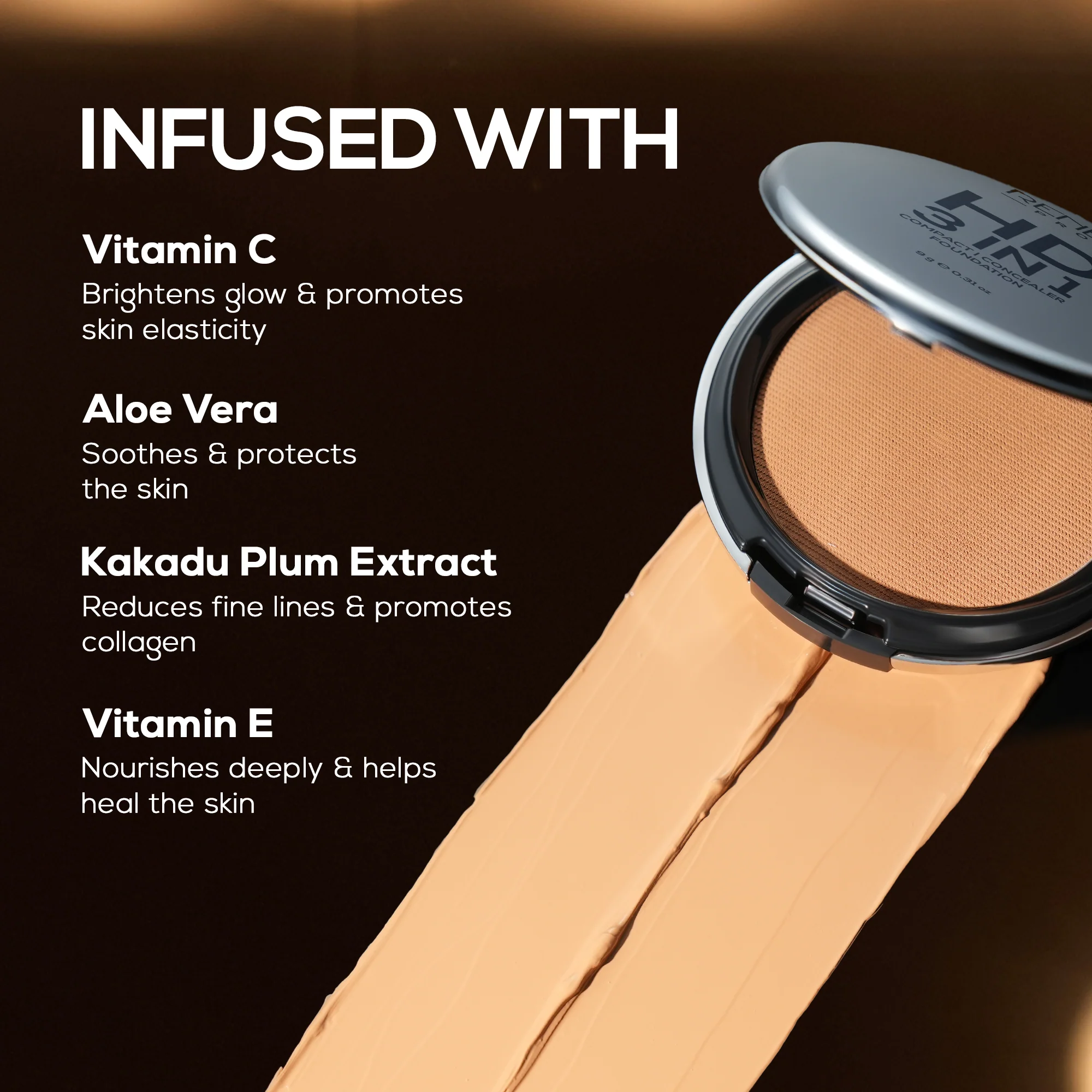 RENEE Pro HD 3-IN-1 Compact, Works as Concealer, Foundation & Powder With SPF 20, 9 g - Image 37