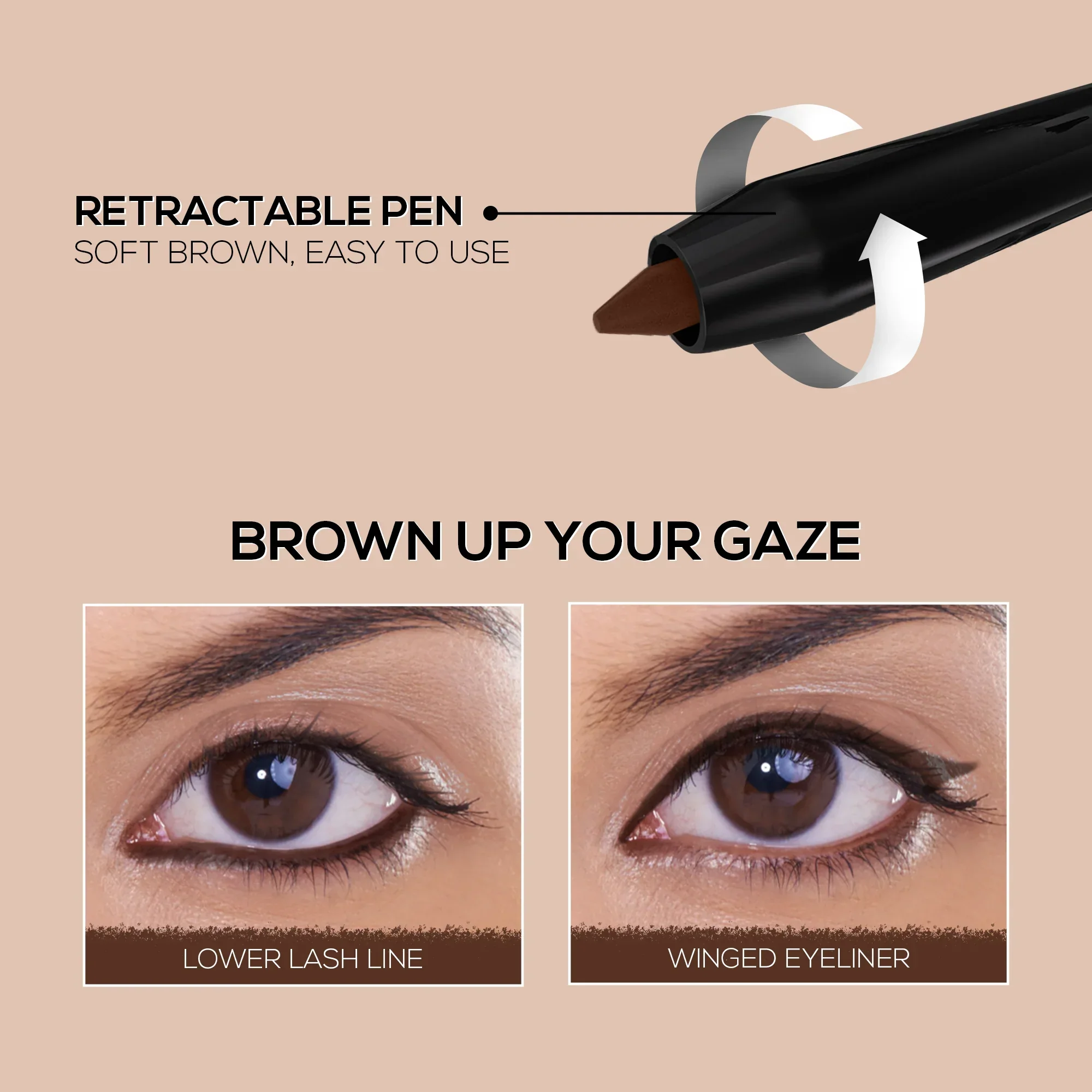 RENEE Pure Brown Kajal Pen with Sharpener, 0.30 g - Image 4