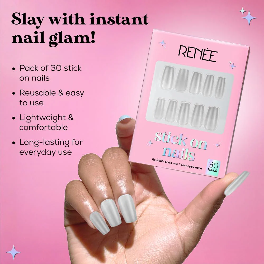 RENEE Stick on Nails With Glue- Pack of 30 Reusable & Long-lasting Nails - Image 45