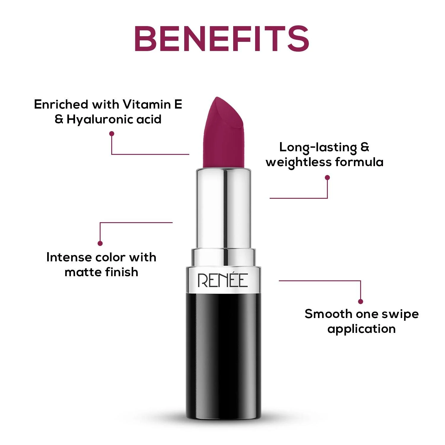 RENEE Stunner Matte Lipstick, 4 g - Image 38
