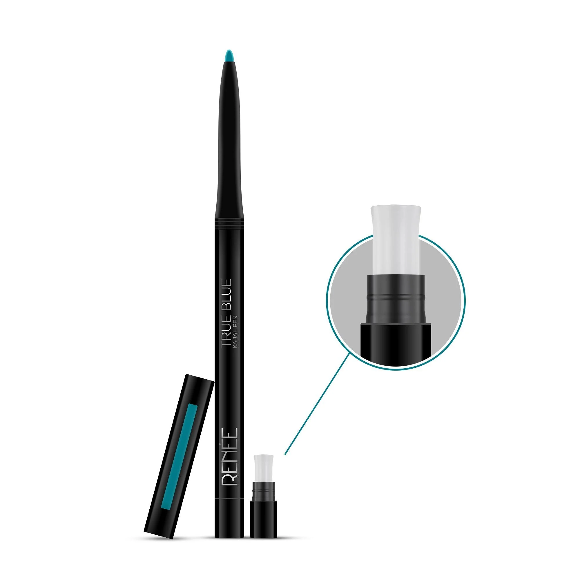 RENEE True Blue Kajal Pen with Sharpener, 0.35g - Image 4